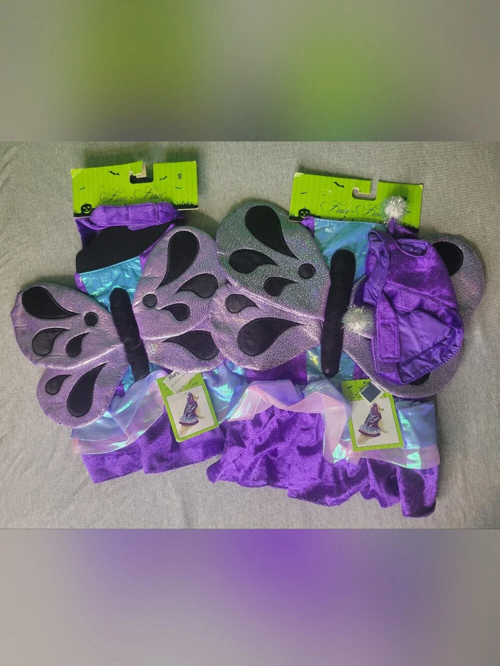 Nwt Purple Butterfly Fairy Princess Dog Costume Set Wings Hat Small & Medium
